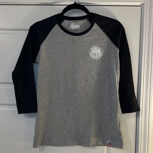 The North Face Grey Body Black Raglan 3/4 Sleeve Tee